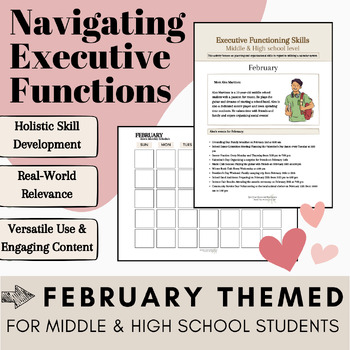 Preview of Executive Functioning Skills - plan & organize calendar activity-February themed