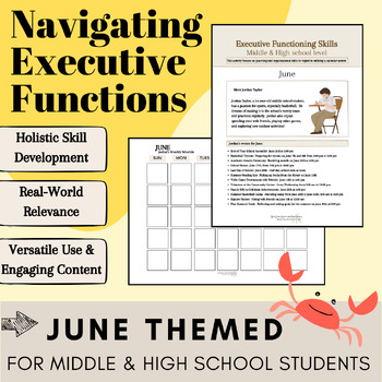 Preview of Executive Functioning Skills - plan & organize calendar activity -June themed