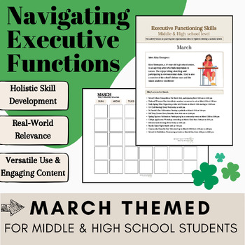 Preview of Executive Functioning Skills - plan & organize calendar activity - March themed