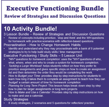 Preview of Executive Functioning / Study Skills 10 Activity Bundle