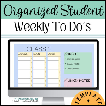Preview of Executive Functioning Support | Google Sheets TO DO Checklist  |  Back to School