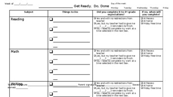 Preview of Executive Functioning Work Completion Chart