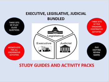 Preview of Executive, Legislative, Judicial Bundle: Study Guide/Activity Packs