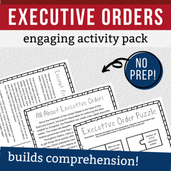 Preview of Executive Orders: Interactive Notebook Reading Comprehension & Activity Pack