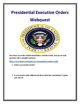 Executive Orders Worksheets Teaching Resources Tpt