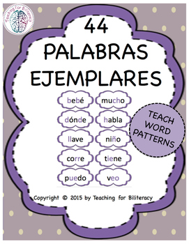 Preview of Spanish Word Patterns: Exemplar Word Cards / Palabras Ejemplares