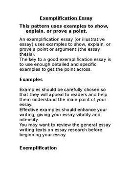 Exemplification Essay by Lingua Franca Systems | TpT