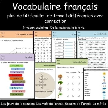 Preview of Exercices pour apprendre à écrire vocabulaires en Français