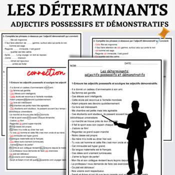 Preview of Exercices sur les adjectifs possessifs et démonstratifs +corrigé-French Grammar