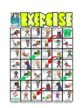 Preview of Exercise Board Fitness Game, Classroom PE, Physical Education, Fitness Kids, DPA