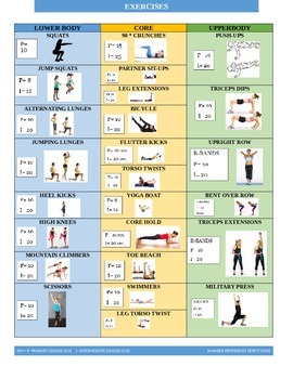 Preview of Exercise Chart for Students