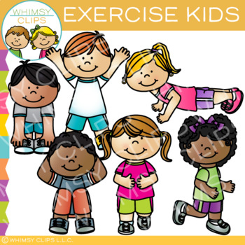 Preview of Action Kids Exercise Clip Art