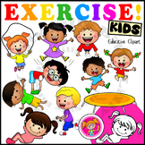 Exercise Kids. Clipart in full color and black/ white. {Li