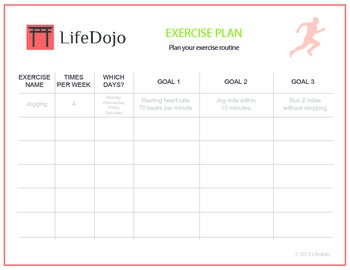 Preview of Exercise Plan Worksheet