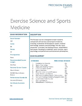 Preview of Exercise Science and Sports Medicine Precision Exam Blueprint