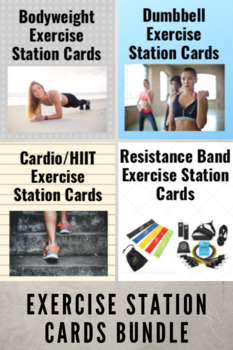Preview of Exercise Station Cards Bundle