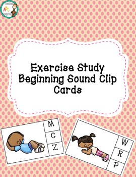 Preview of Exercise Themed Beginning Sound Clip Cards