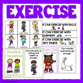Preview of Exercise Unit Resources & Activities for 3K, Pre-K, Preschool & Kindergarten
