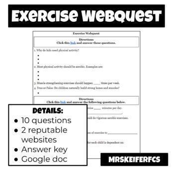 Preview of Exercise Webquest | Nutrition and Health | FCS