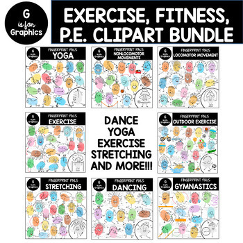 Preview of Exercise, Workout, PE, Physical Fitness, Movement Clipart Bundle