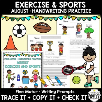 Preview of Exercise and Sports • Trace Copy Check Sentences • Handwriting • Summer