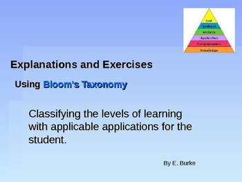 Preview of Exercises and Explanations Using Bloom's Taxonomy
