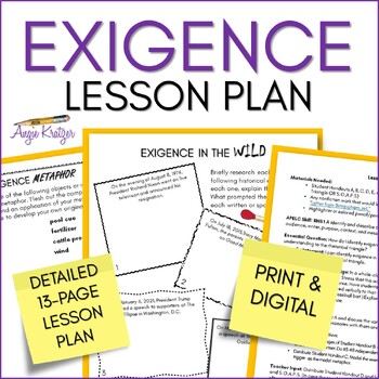 Preview of Exigence Lesson Plan - Rhetorical Situation - Rhetorical Analysis - AP Language