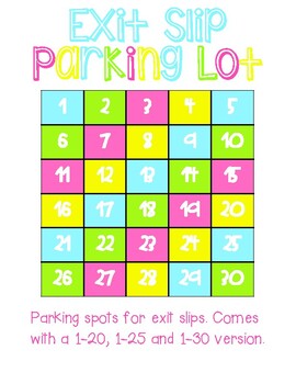 Preview of Exit Slip Parking Spots