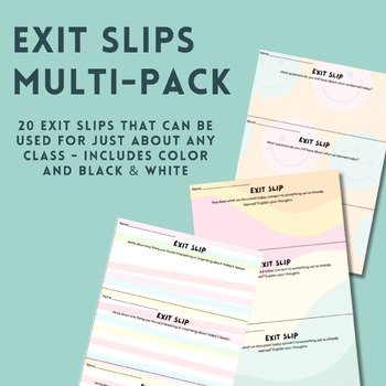 Preview of Exit Slip / Exit Ticket Bundle Pack -- 20 Exit Slips to check for understanding