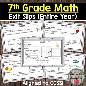 Preview of 7th Grade Math Exit Slips (Math Exit Tickets)