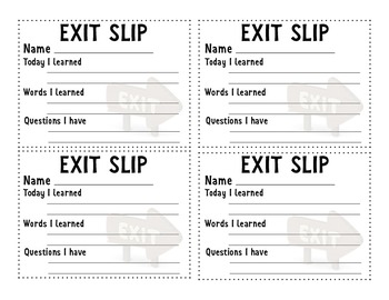 Exit Slips by Porter's Classroom | TPT