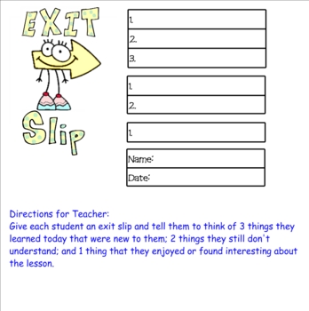 Preview of Exit Slips = Creative Closure