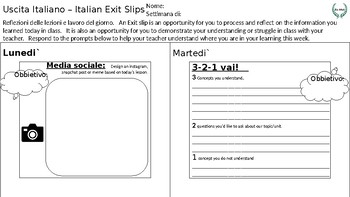 Preview of Exit Slips - Italian class. EDITABLE