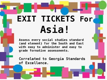 Preview of Exit TICKETS for Asia 7th Grade Georgia Social Studies