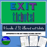 30 Exit Tickets Variety Pack for Middle School (Exit Slips)