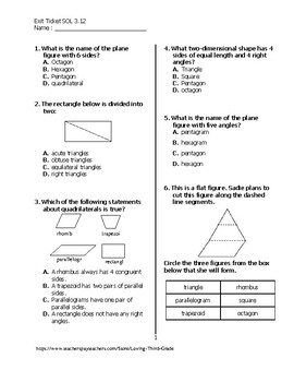 Preview of Exit Ticket #2 Math VA SOL 3.12 with TPT Digital Learning Option