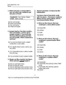 Preview of Exit Ticket #2 Math VA SOL 3.14 with TPT Digital Learning Option