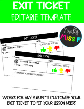 Preview of Exit Ticket EDITABLE TEMPLATE