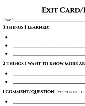 Preview of Exit Ticket/Formative Assessment