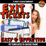 Exit Tickets or Exit Slips Summary Activity Templates with