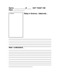 Exit Ticket: Science Lab: Sketch and Explain Observations 