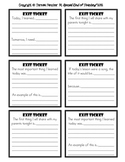Exit Ticket Student Activity Cards/ Slips