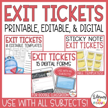 Preview of Exit Ticket Templates | Print & Digital Exit Slips | Google Forms | All Subjects