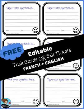 Preview of Exit Ticket Template FRENCH + ENGLISH Freebie