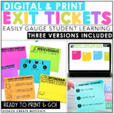 Exit Ticket Templates- Reading and Math - Sticky Notes