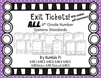 Preview of Exit Tickets-All 6th Grade Number Systems Standards