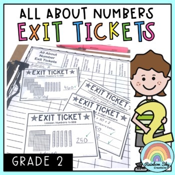 Preview of Math Exit Tickets - Math Exit Slips - Math Assessment - Number Sense Grade 2