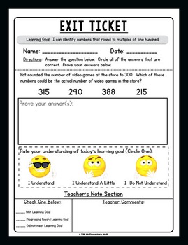 Exit Tickets - Rounding Numbers 3rd Grade by Mr Elementary Math | TpT