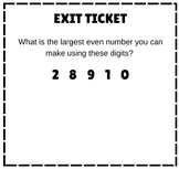 Exit Tickets: Using the properties of odd and even numbers