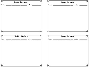 Preview of Exit Tickets - blank - EDITABLE